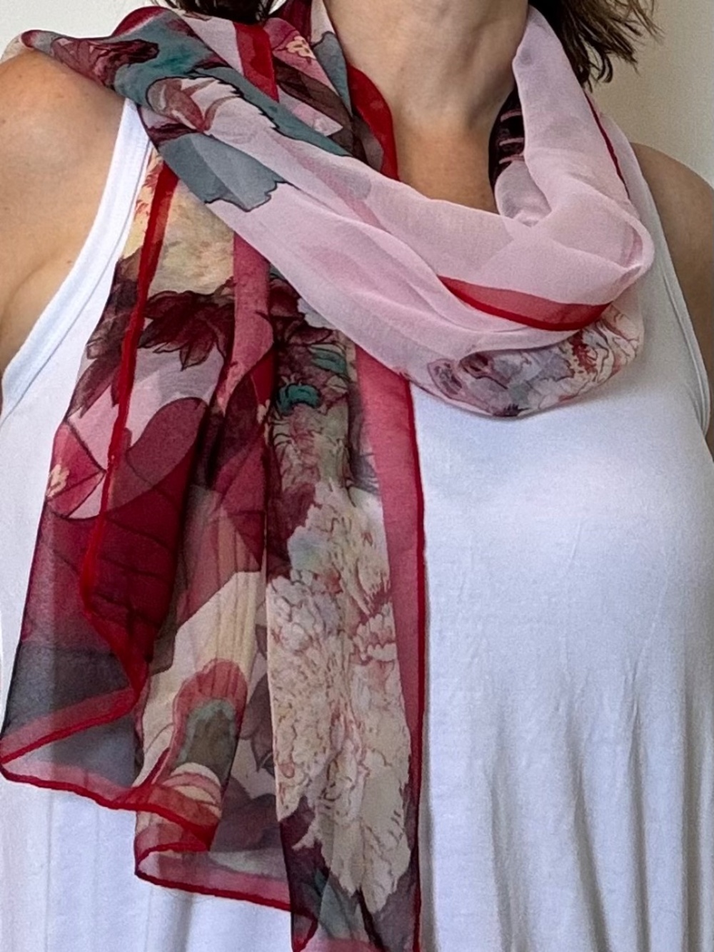 Dai Viet Finearts Vietnam Pure Silk Oblong Geisha Scarf